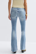 14+ pleated flare jeans tall - Lt vintage blue