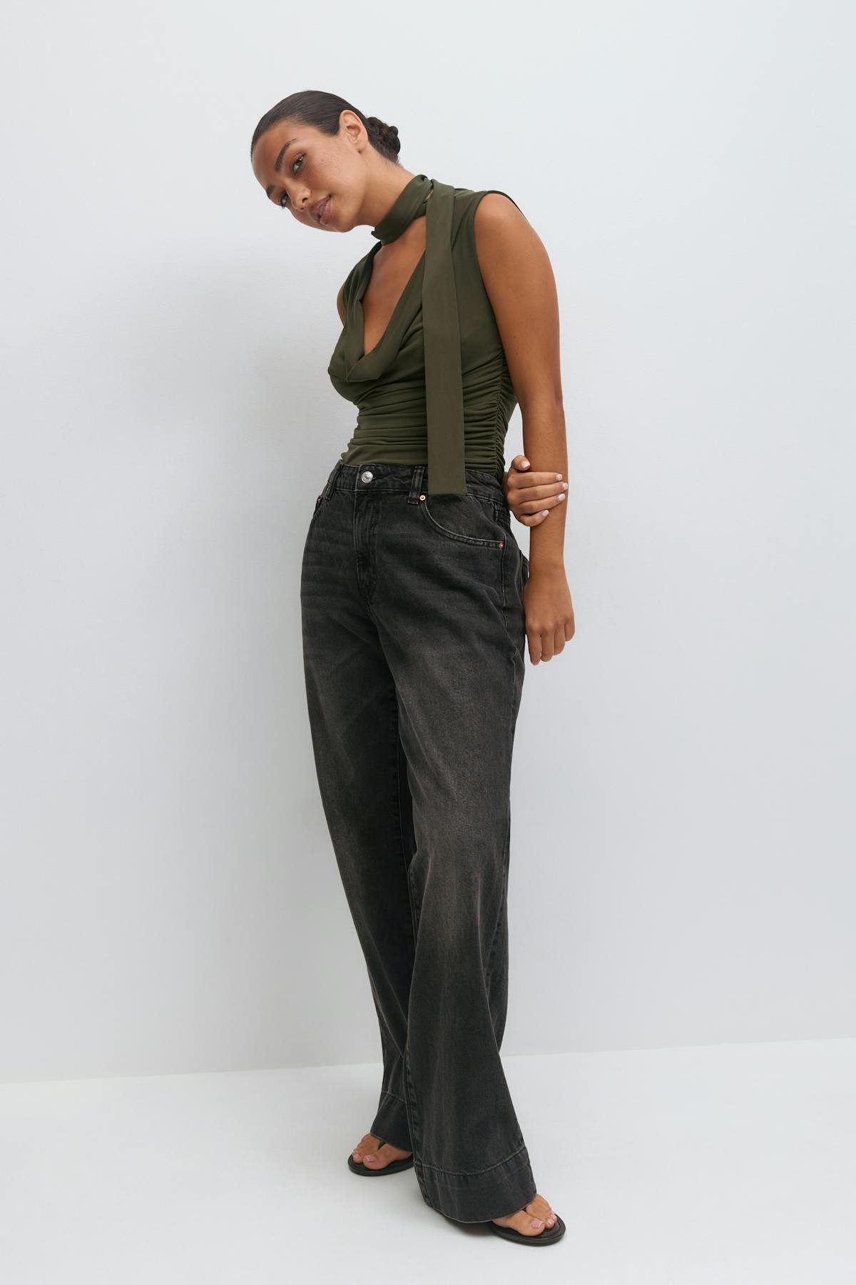 Cowlneck scarf top - Vert