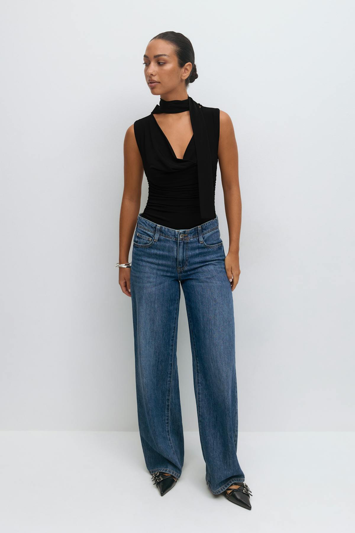 Cowlneck scarf top - Noir