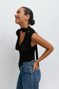 Cowlneck scarf top - Noir