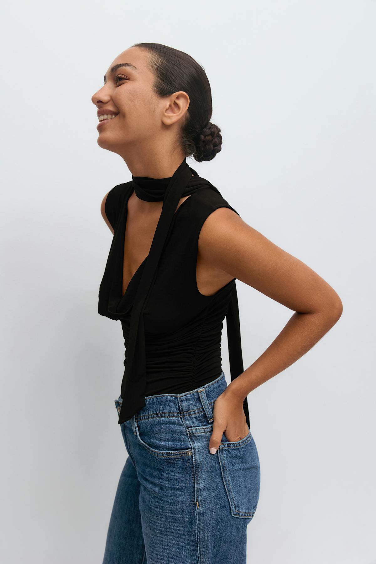Cowlneck scarf top - Noir