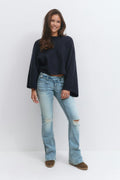 Y pleated flare jeans - Sky blue