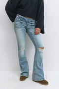 Y pleated flare jeans - Sky blue