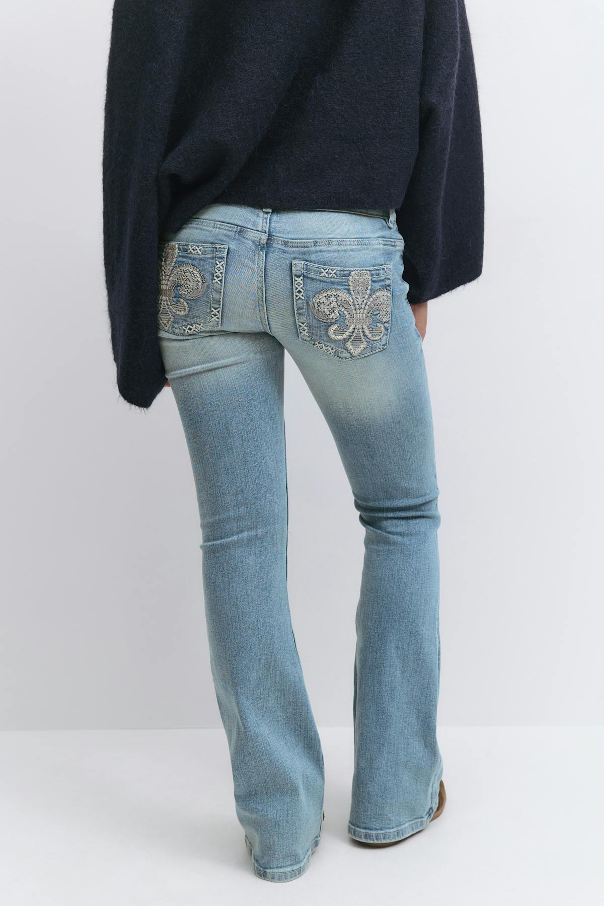 Y pleated flare jeans - Sky blue