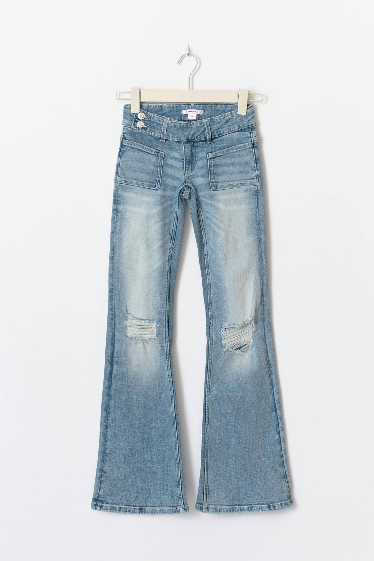 Y pleated flare jeans - Sky blue