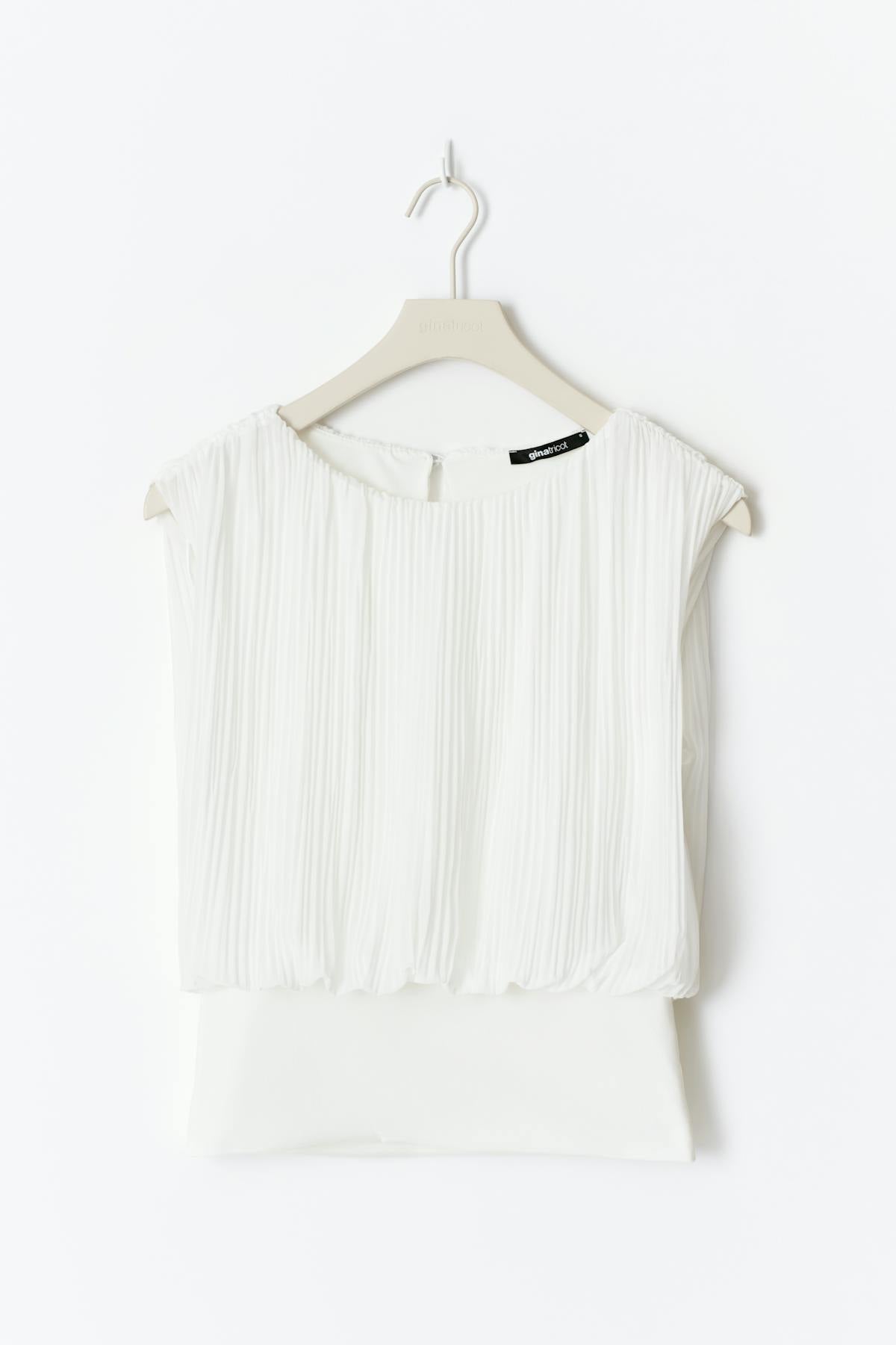 Sleeveless chiffon top - Creme