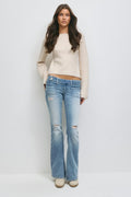 14+ pleated flare jeans - Vintage blue