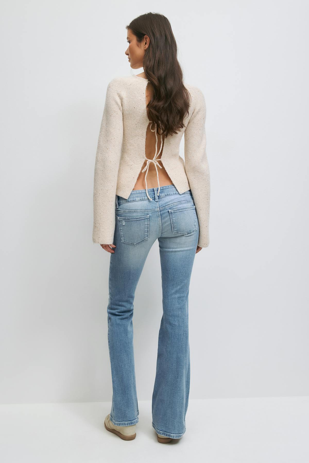 14+ pleated flare jeans - Vintage blue