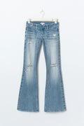 14+ pleated flare jeans - Noir