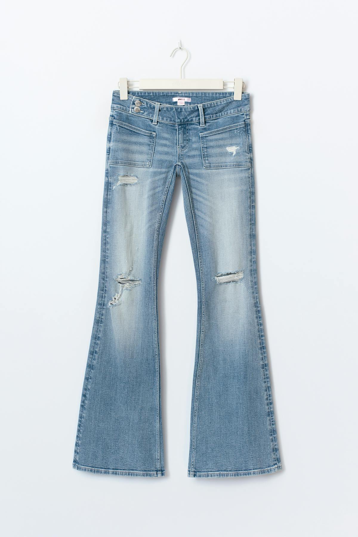 14+ pleated flare jeans - Noir