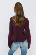 14+ knitted peplum sweater - Bordeaux foncé