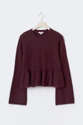 14+ knitted peplum sweater - Bordeaux foncé