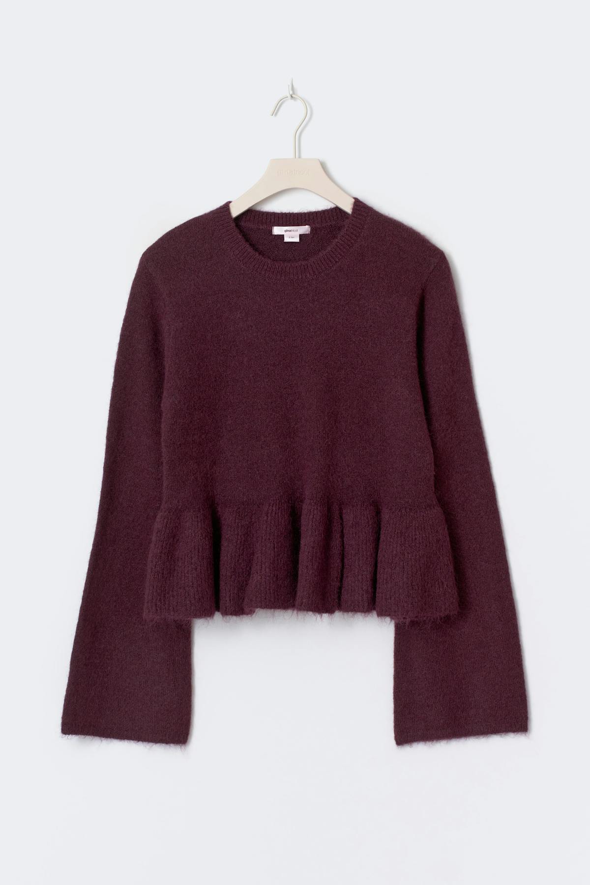 14+ knitted peplum sweater - Bordeaux foncé