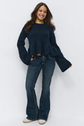 14+ knitted peplum sweater - Navy blazer