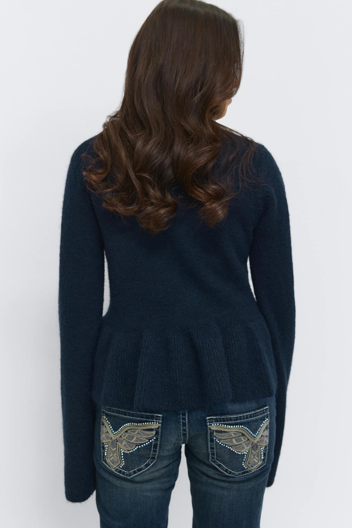 14+ knitted peplum sweater - Navy blazer