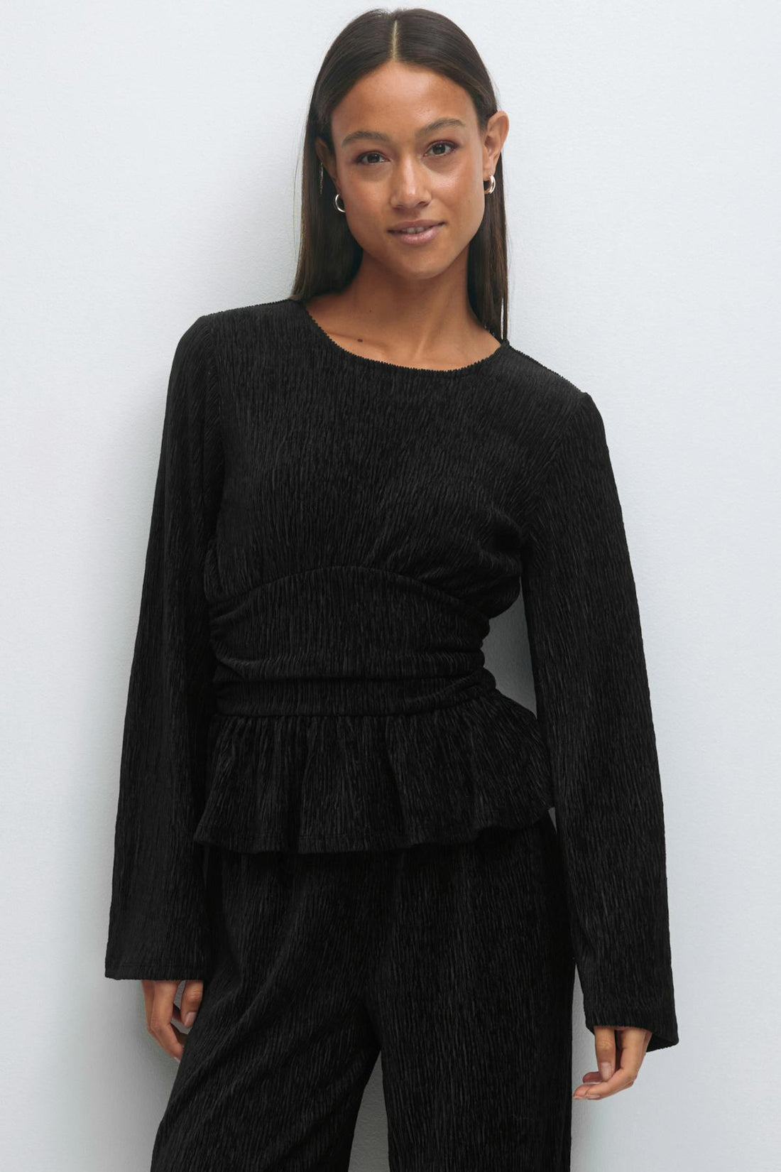 Velvet peplum top - Noir