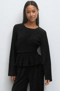 Velvet peplum top - Noir