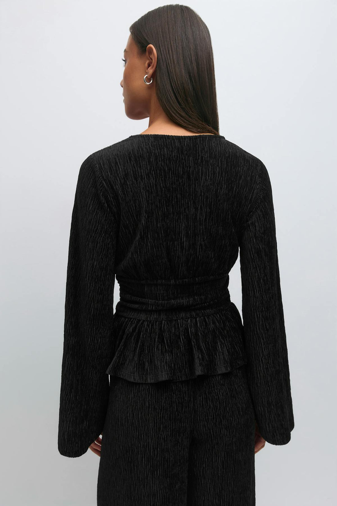 Velvet peplum top - Noir