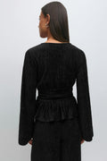 Velvet peplum top - Noir
