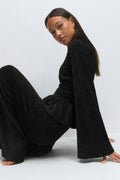 Velvet peplum top - Noir
