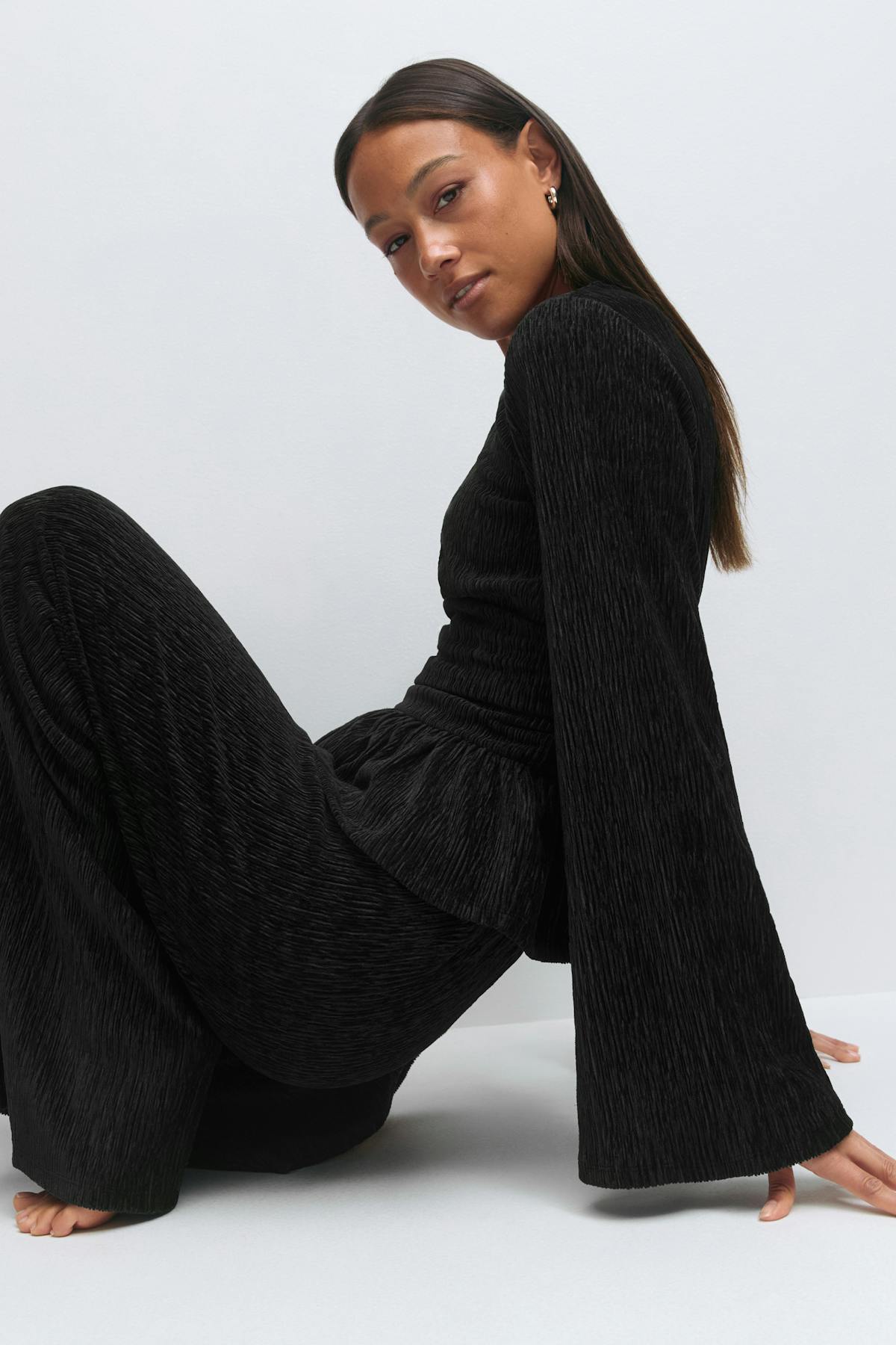 Velvet peplum top - Noir