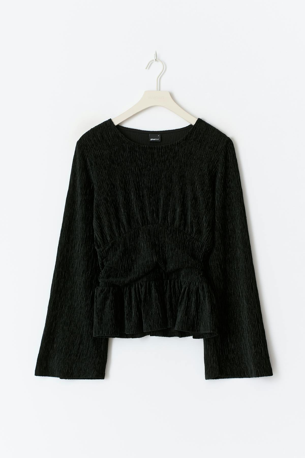 Velvet peplum top - Noir