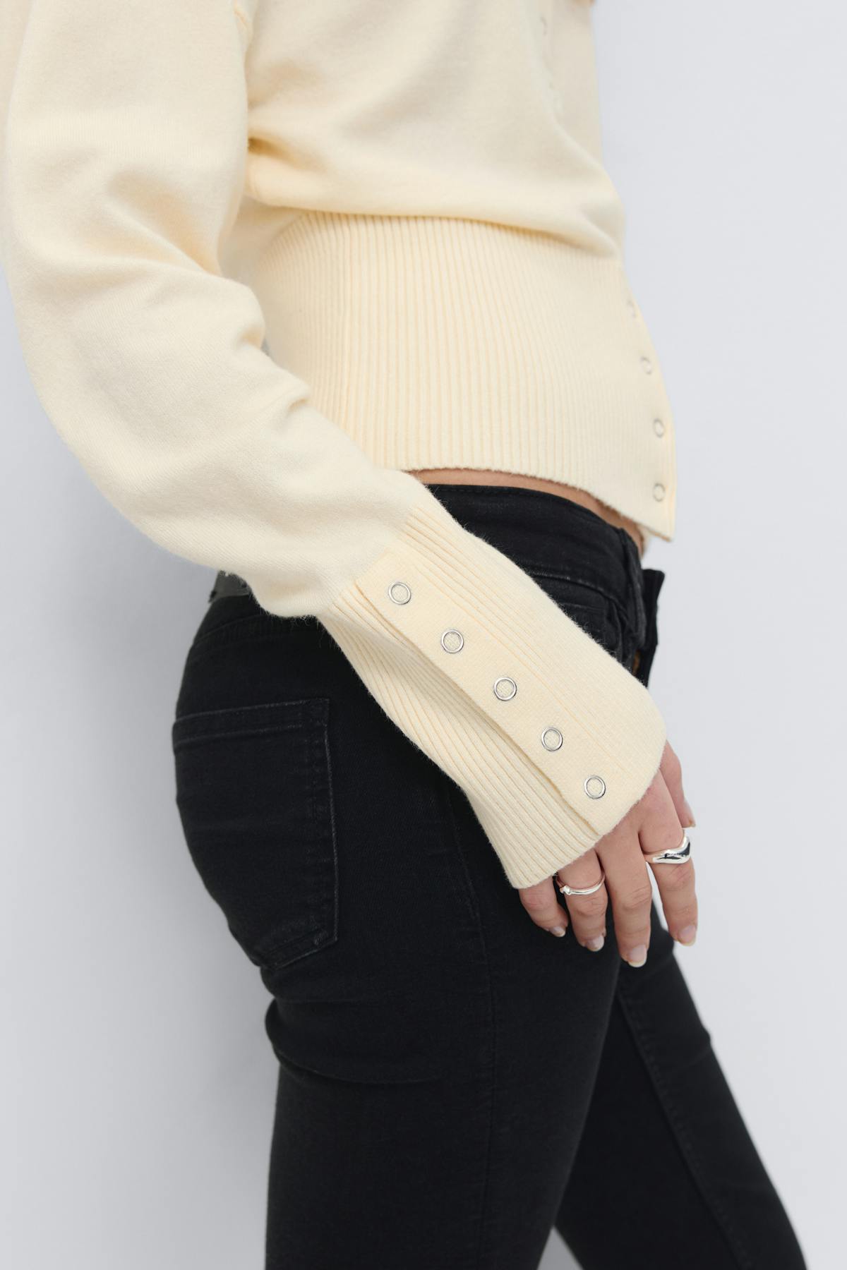 Y shaped knitted cardigan - Jaune clair