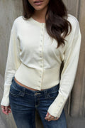 Y shaped knitted cardigan - Jaune clair