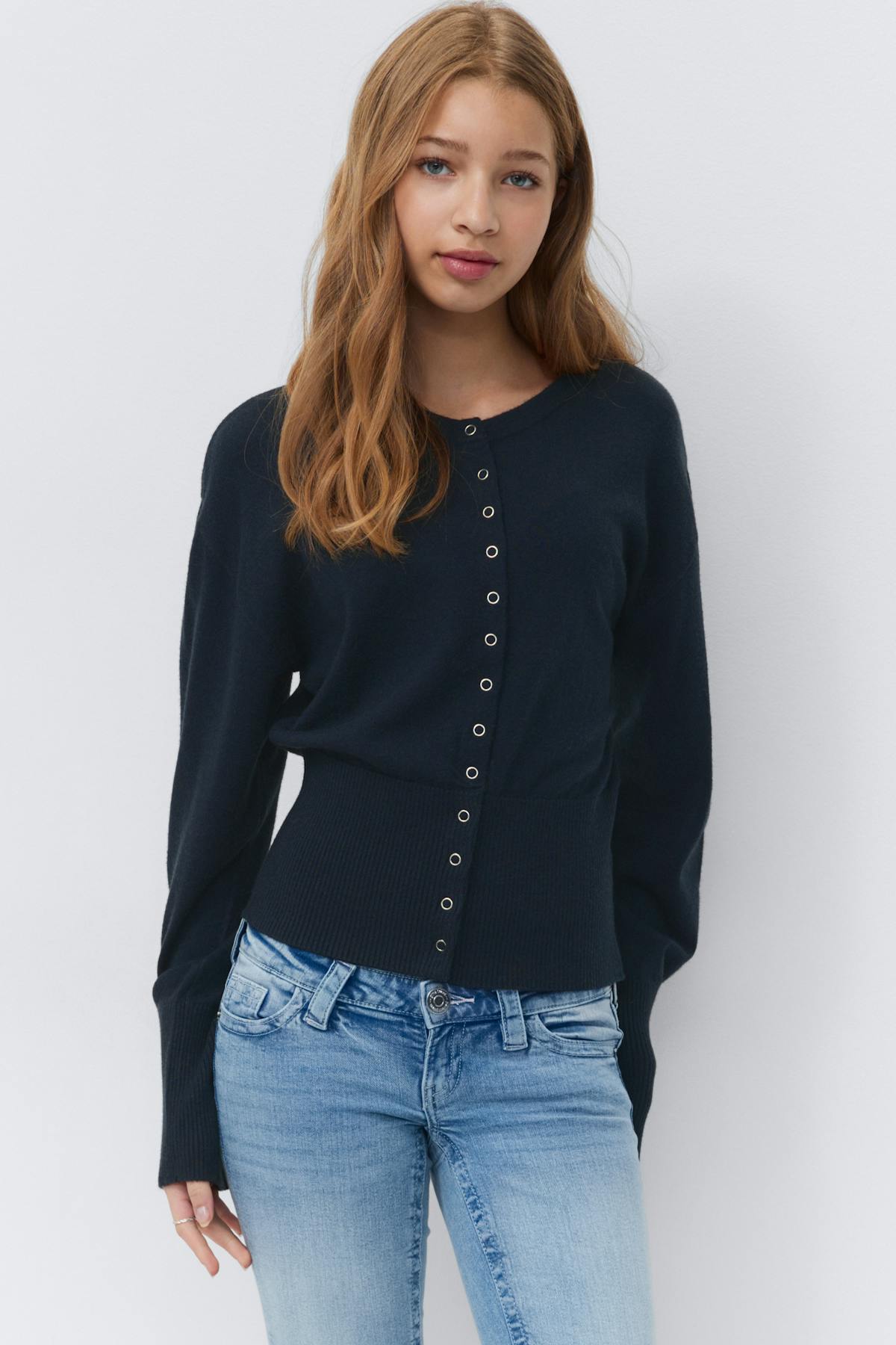 Y shaped knitted cardigan - Navy blazer