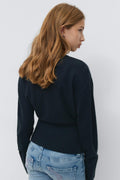 Y shaped knitted cardigan - Navy blazer