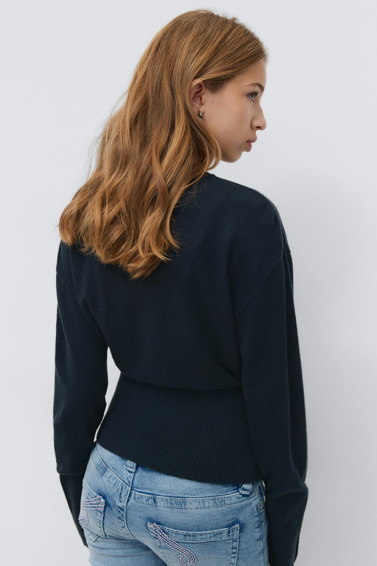 Y shaped knitted cardigan - Navy blazer