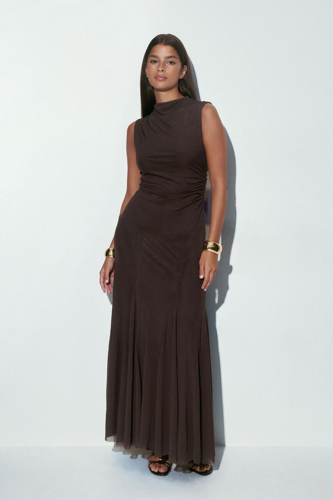 Dropped waist maxi dress - Marron foncé