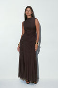 Dropped waist maxi dress - Marron foncé