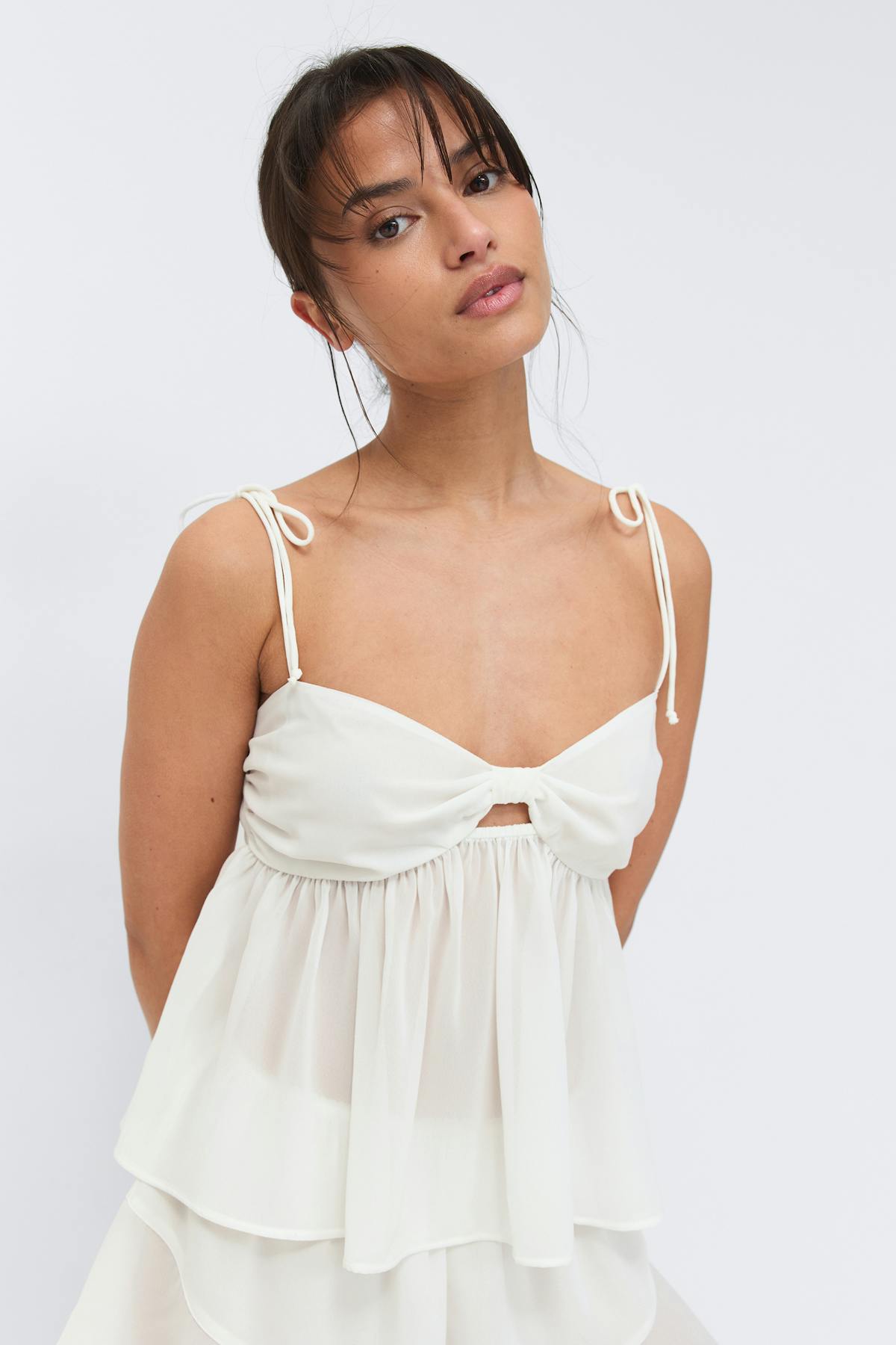 Chiffon loungewear singlet - Gardenia