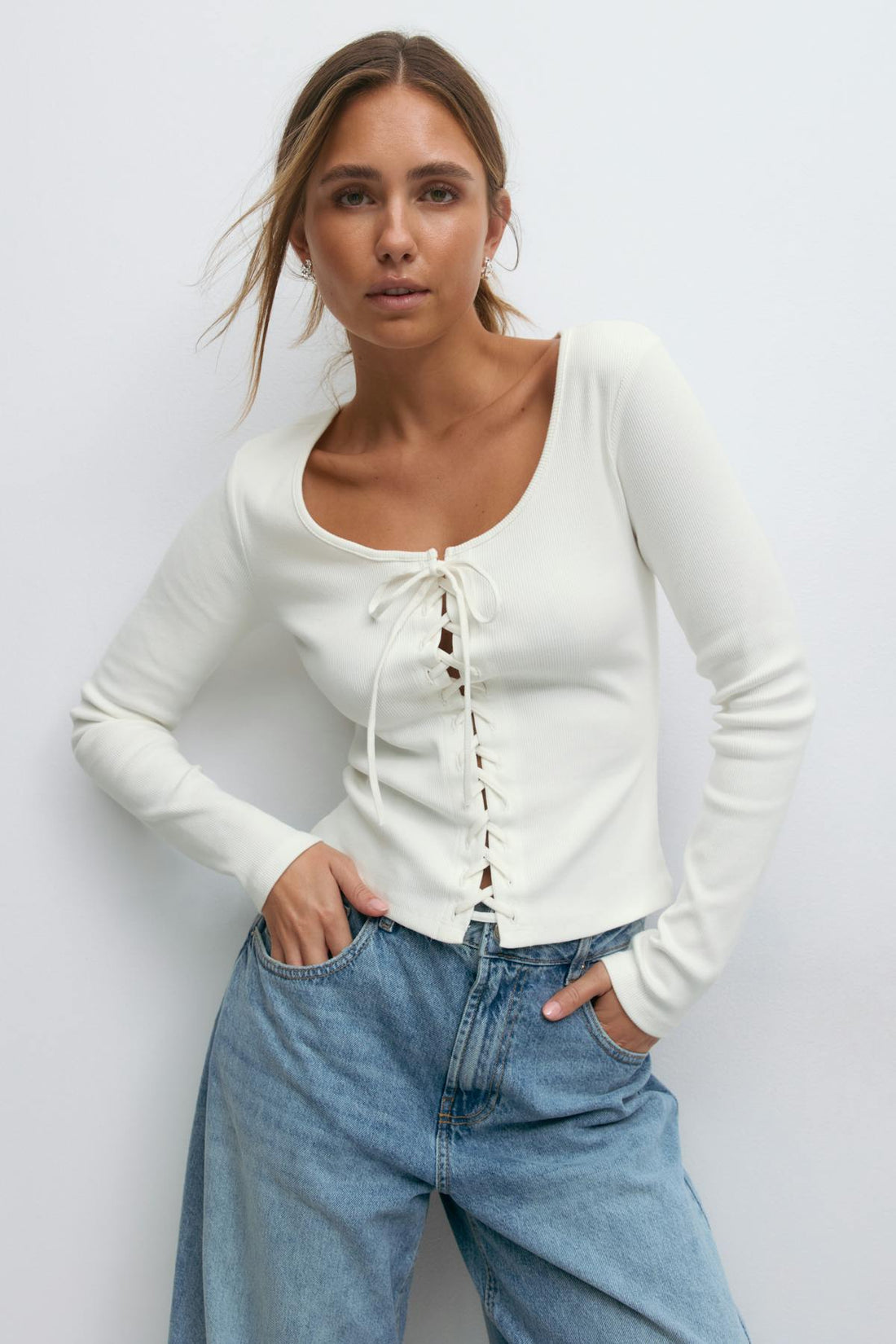 Lacing top - Blanc cassé