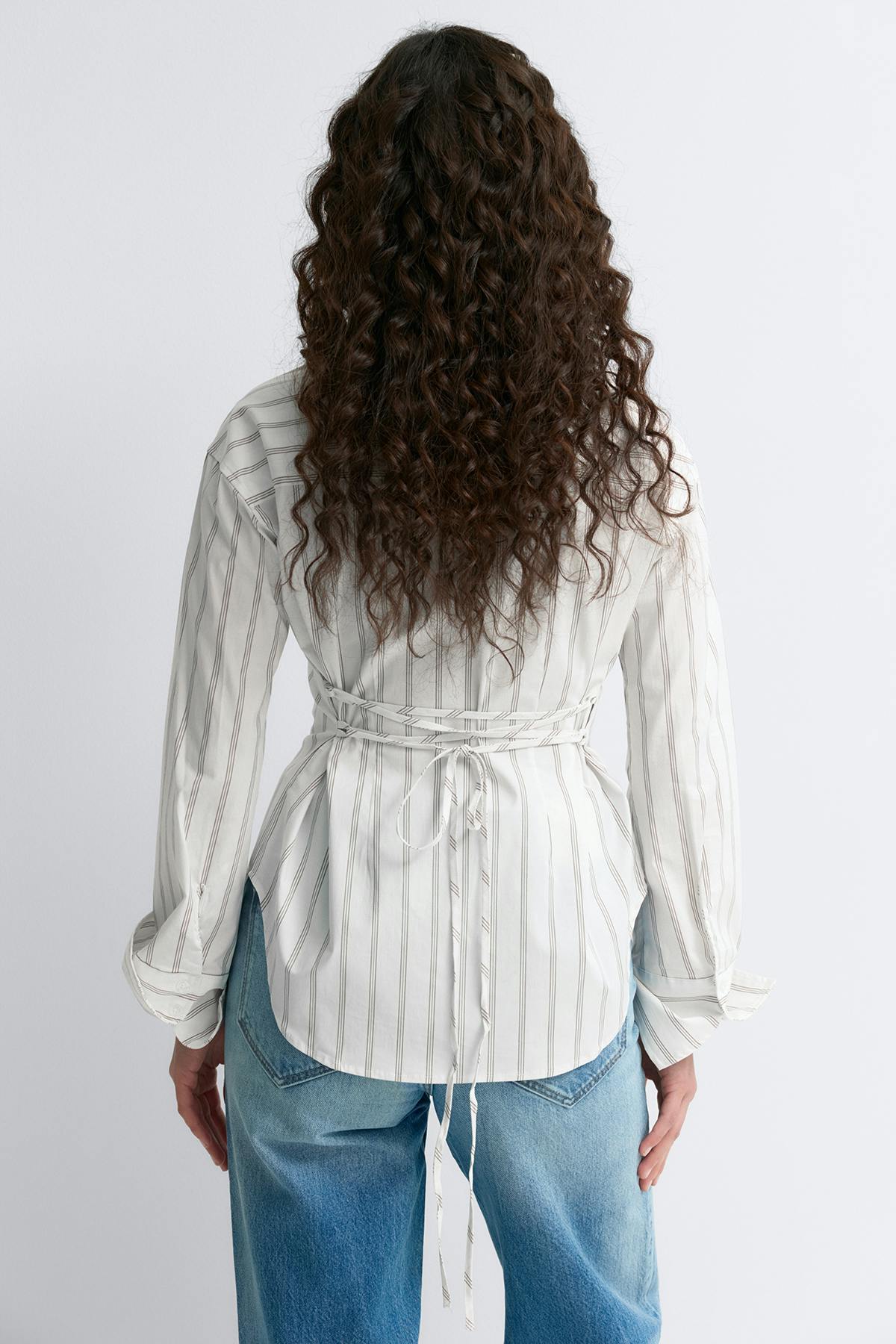 Shaped blouse - Purple/stripe