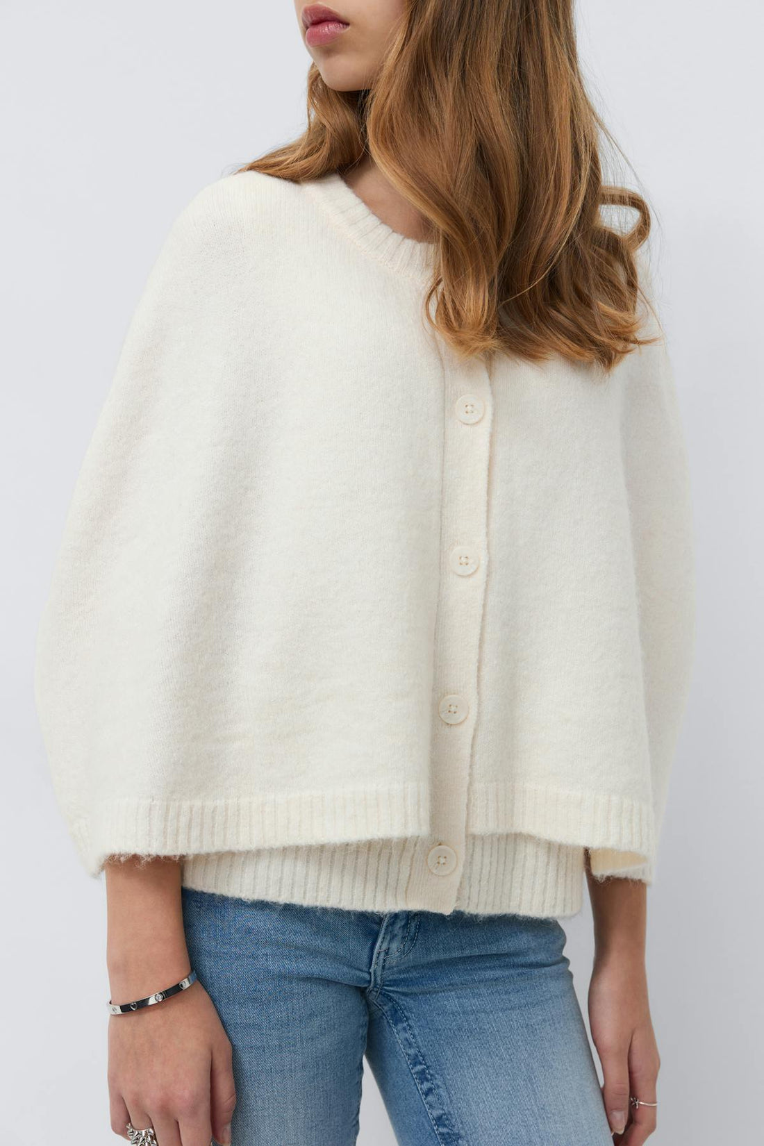 Y knitted cape cardigan - Gardenia