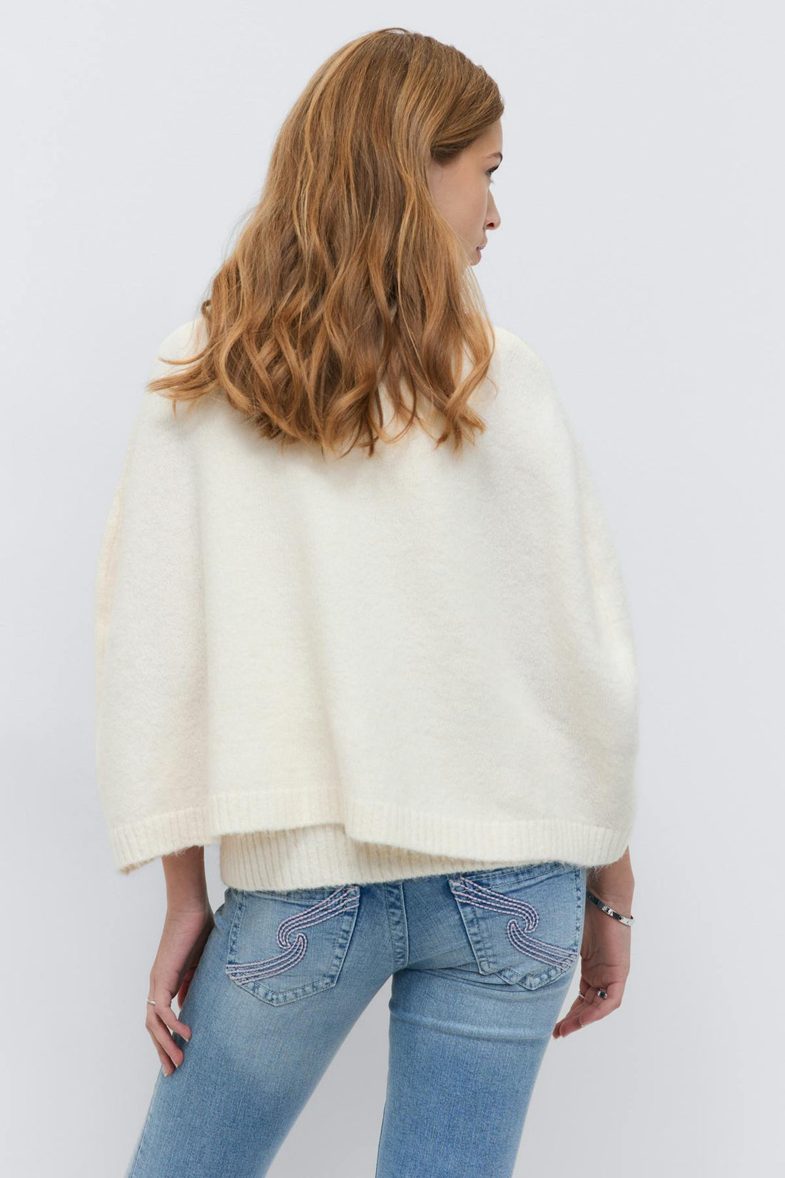 Y knitted cape cardigan - Gardenia