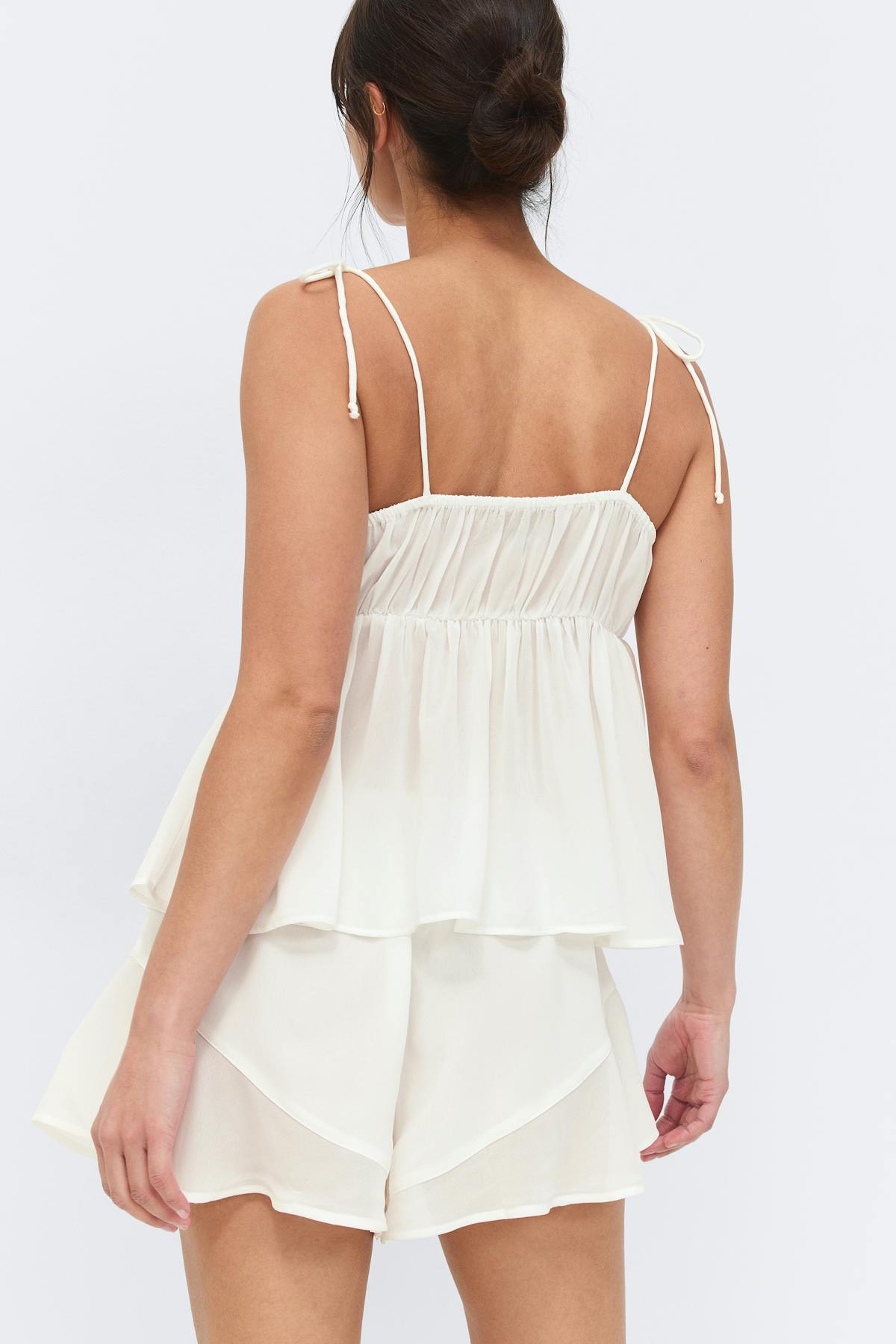 Chiffon loungewear shorts - Gardenia