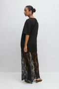 T-shirt lace maxi dress - Noir