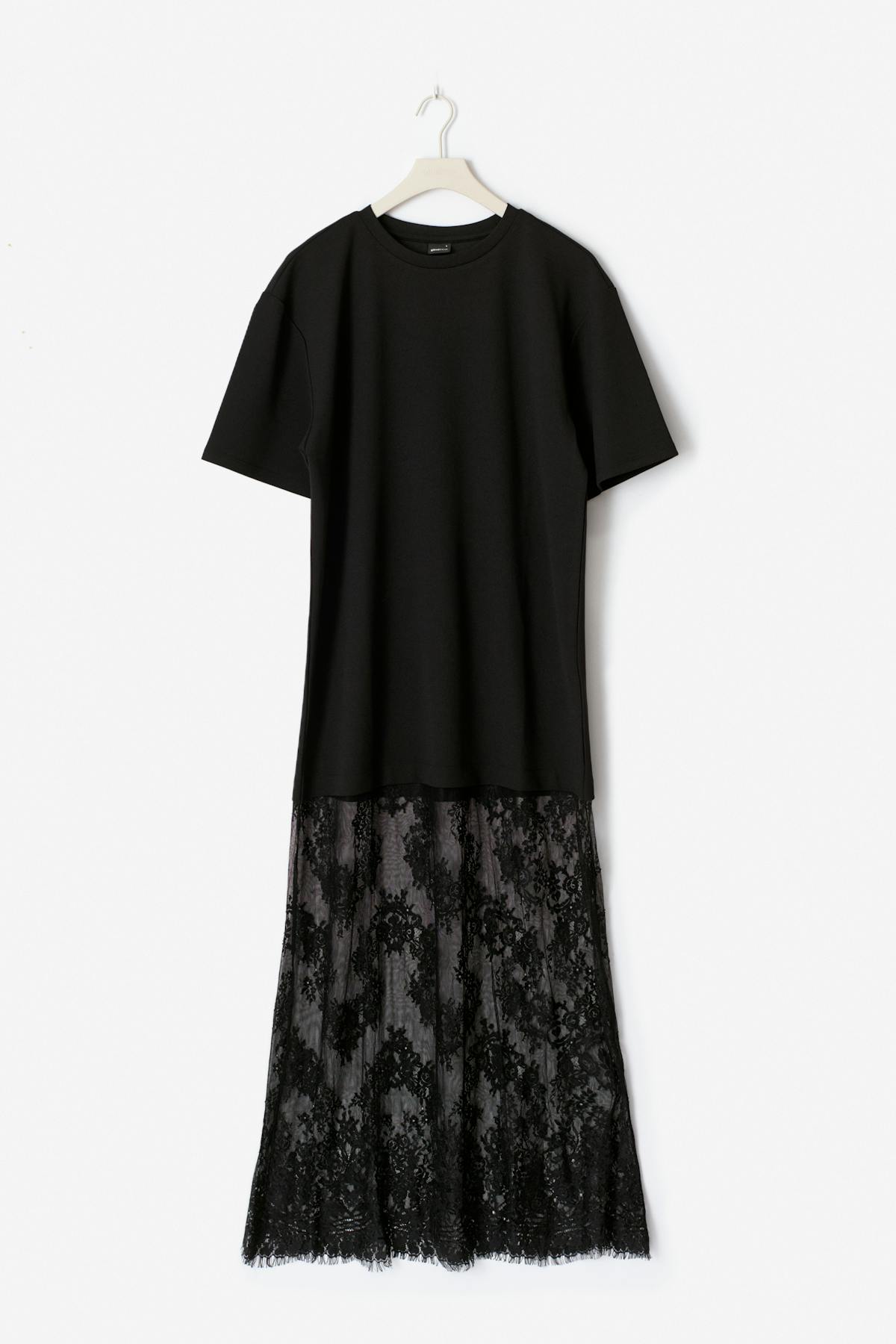 T-shirt lace maxi dress - Noir