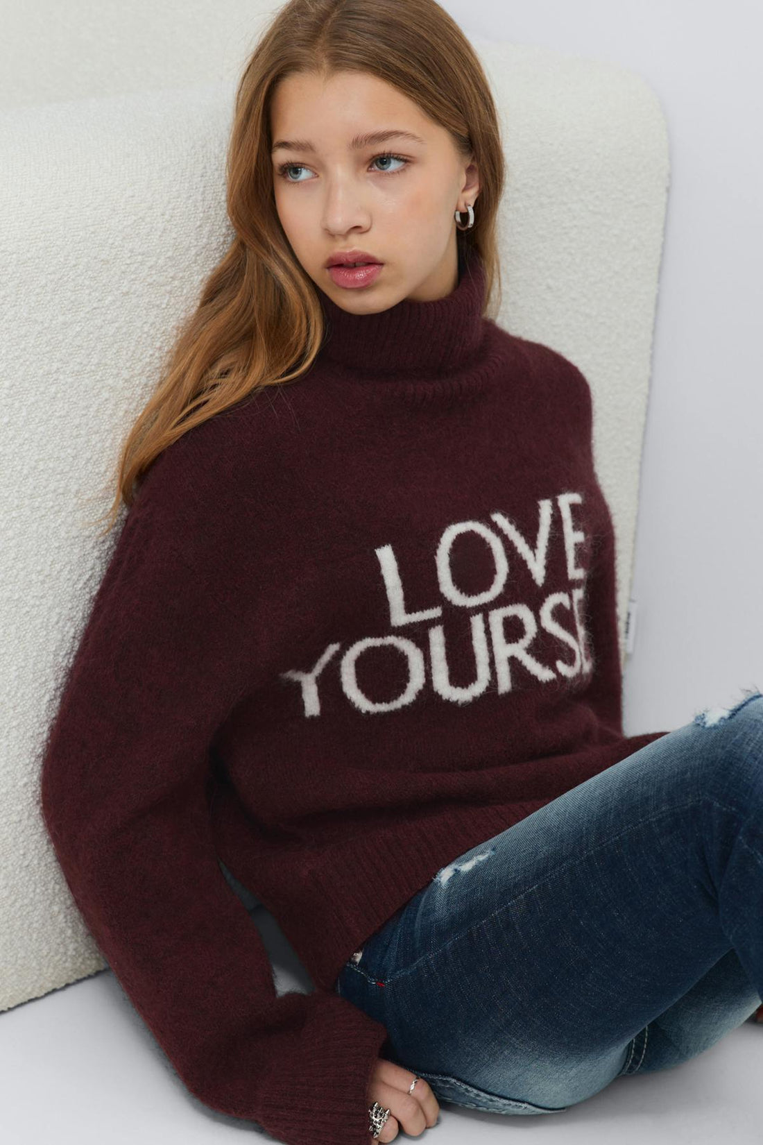 Y knitted turtleneck sweater - Bordeaux foncé