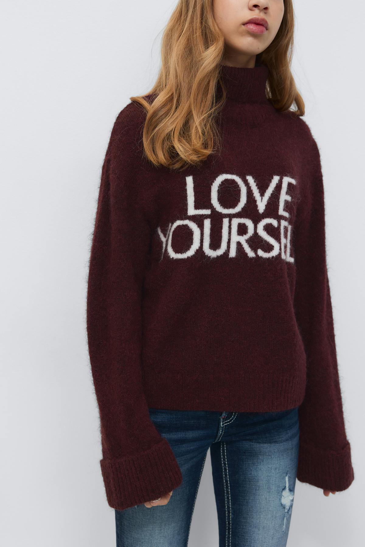 Y knitted turtleneck sweater - Bordeaux foncé