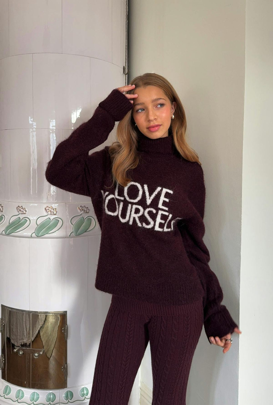 Y knitted turtleneck sweater - Bordeaux foncé