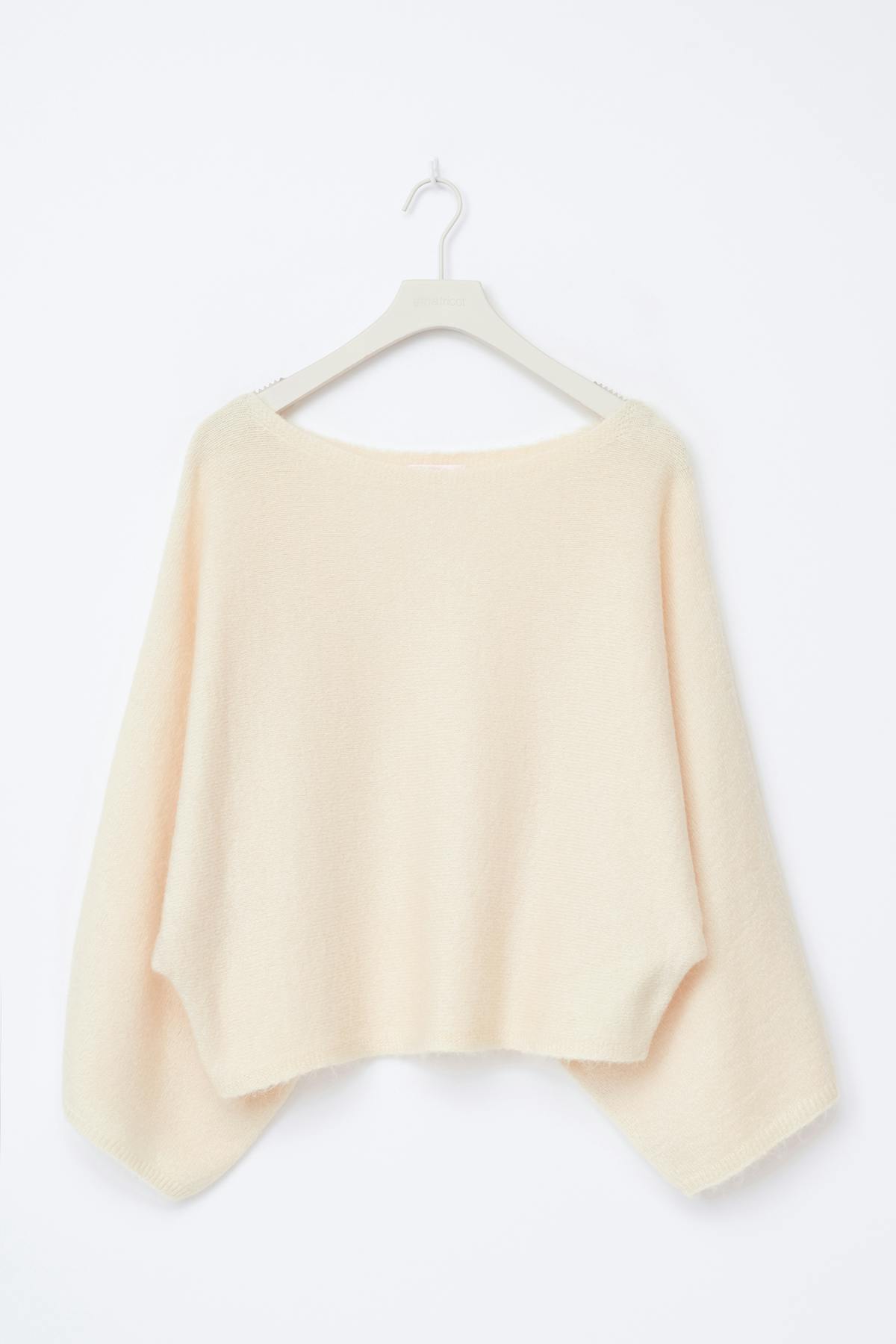 Y knitted poncho sweater - Vanilla yellow