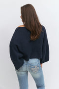 Y knitted poncho sweater - Navy blazer