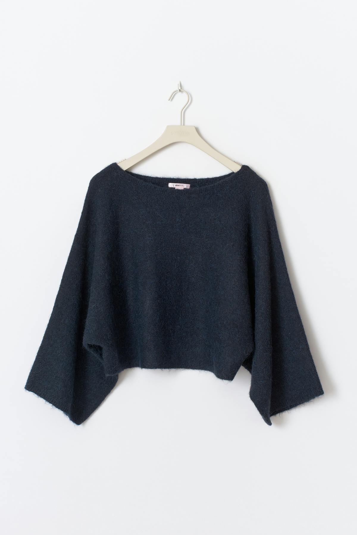 Y knitted poncho sweater - Navy blazer