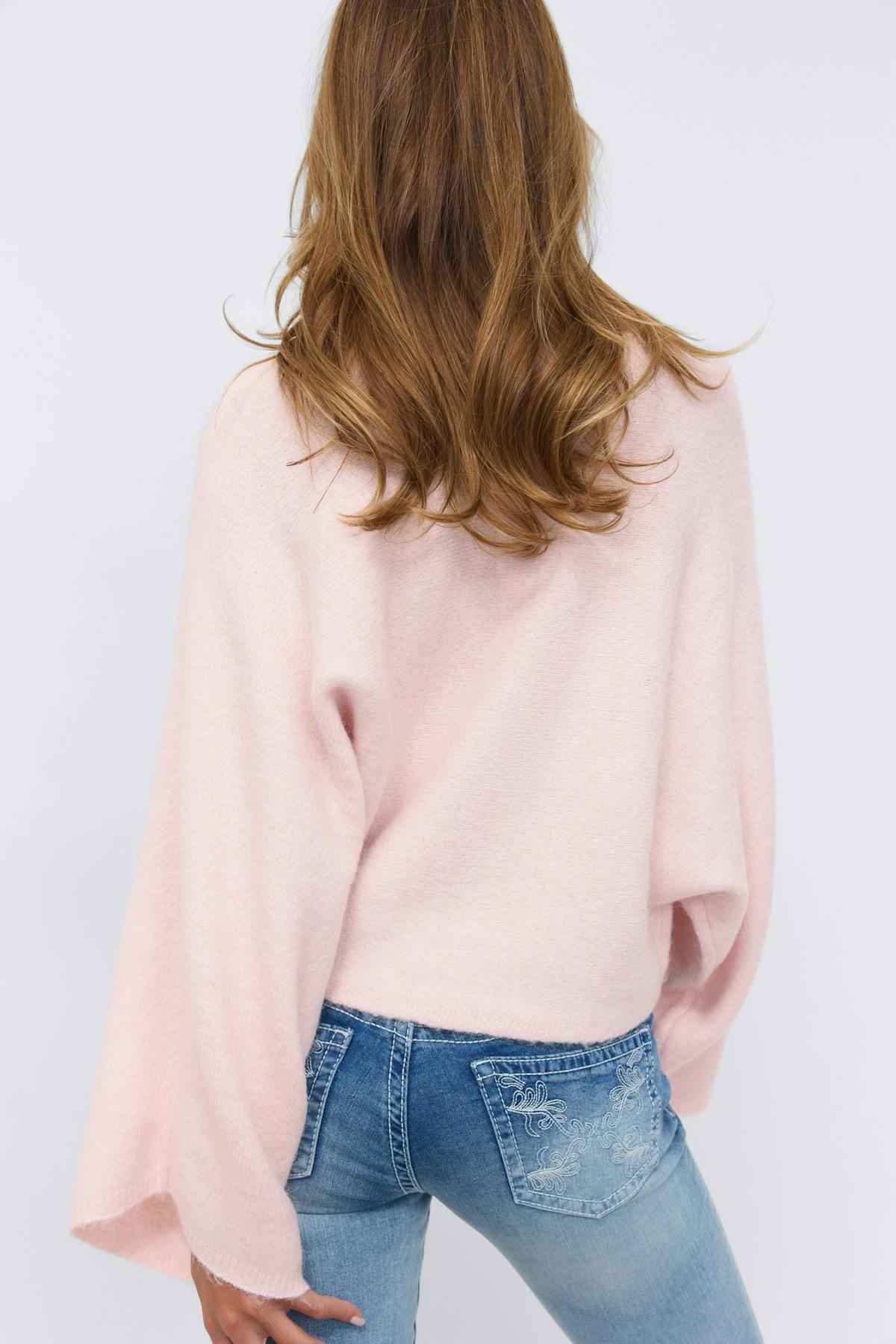 14+ knitted poncho sweater - Rose