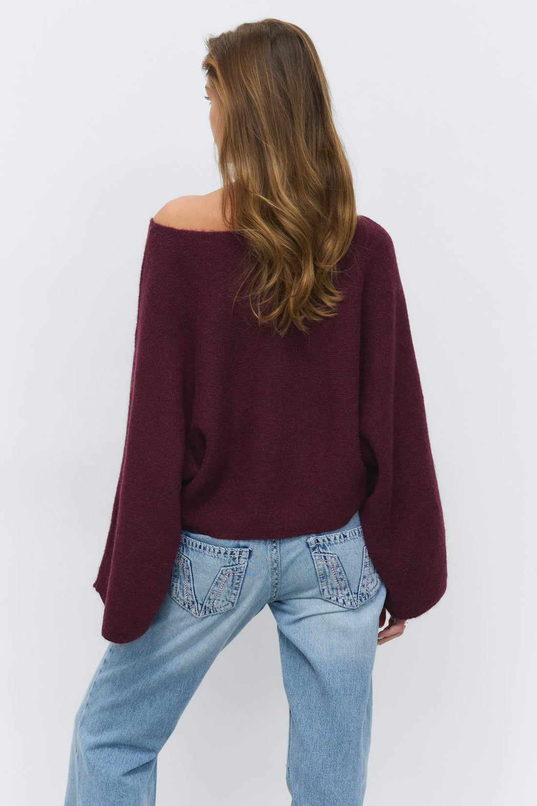 14+ knitted poncho sweater - Bordeaux foncé