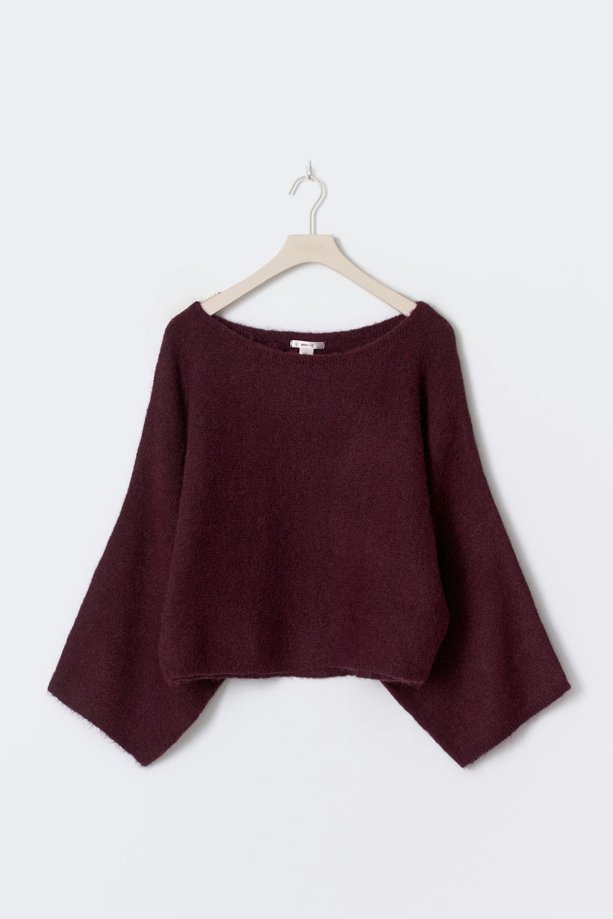 14+ knitted poncho sweater - Bordeaux foncé